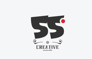 grau 55 Nummer Logo Symbol Design mit rot Punkt. kreativ Vorlage zum Unternehmen und Geschäft vektor