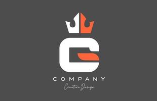 Orange grau Weiß G Alphabet Brief Logo Symbol Design. kreativ König Krone Vorlage zum Unternehmen und Geschäft vektor