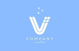v Blau Weiß Alphabet Brief Logo mit Linien und Punkte. korporativ kreativ Vorlage Design zum Unternehmen und Geschäft vektor