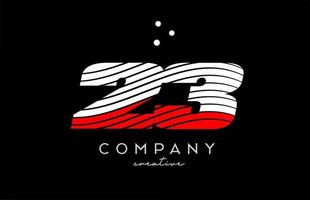 23 siffra logotyp med röd vit rader och prickar. företags- kreativ mall design för företag och företag vektor