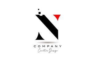 röd svart n alfabet brev logotyp ikon design med prickar. kreativ mall för företag och företag vektor