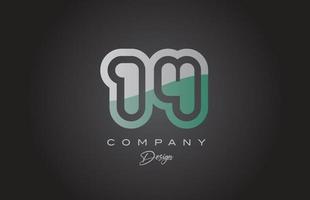 14 Grün grau Nummer Logo Symbol Design. kreativ Vorlage zum Unternehmen und Geschäft vektor