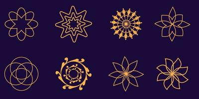 Vektor einstellen von Logo Design Vorlagen. Symbole im Zier Arabisch Stil. aufwendig Dekoration zum Einladung, Gruß Karte, Hintergrund, Hintergrund, Ramadan Muster, islamisch Vektor