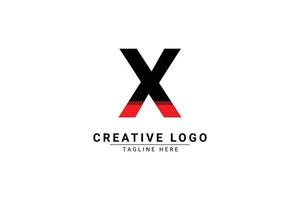 första brev x logotyp. röd och svart form c brev logotyp med skugga användbar för företag och branding logotyper. platt vektor logotyp design mall element.
