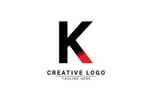 Initiale Brief k Logo. rot und schwarz gestalten c Brief Logo mit Schatten verwendbar zum Geschäft und branding Logos. eben Vektor Logo Design Vorlage Element.