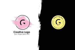 feminin Abzeichen G Brief Logo. elegant Aquarell Hintergrund Logo mit runden rahmen. schön Abzeichen zum branding und Karte Komposition Design Konzept. Brief Logo mit Blume. vektor