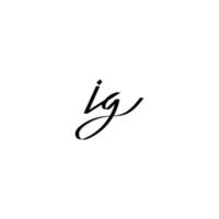ig första signatur logotyp vektor design