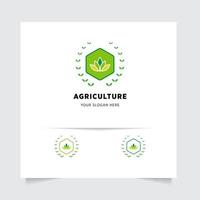 eben Emblem Logo Design zum Landwirtschaft mit das Konzept von Grün Blätter Vektor. Grün Natur Logo benutzt zum landwirtschaftlich Systeme, Bauern, und Plantage Produkte. Logo Vorlage. vektor