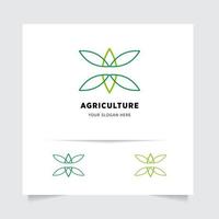 eben Emblem Logo Design zum Landwirtschaft mit das Konzept von Grün Blätter Vektor. Grün Natur Logo benutzt zum landwirtschaftlich Systeme, Bauern, und Plantage Produkte. Logo Vorlage. vektor