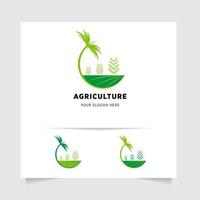 eben Emblem Logo Design zum Landwirtschaft mit das Konzept von Grün Blätter Vektor. Grün Natur Logo benutzt zum landwirtschaftlich Systeme, Bauern, und Plantage Produkte. Logo Vorlage. vektor