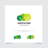 eben Emblem Logo Design zum Landwirtschaft mit das Konzept von Grün Blätter Vektor. Grün Natur Logo benutzt zum landwirtschaftlich Systeme, Bauern, und Plantage Produkte. Logo Vorlage. vektor