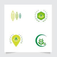 einstellen Sammlung eben Emblem Logo Design zum Landwirtschaft mit das Konzept von Grün Blätter Vektor. Grün Natur Logo benutzt zum landwirtschaftlich Systeme, Bauern, und Plantage Produkte. Logo Vorlage. vektor