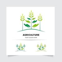 eben Emblem Logo Design zum Landwirtschaft mit das Konzept von Grün Blätter Vektor. Grün Natur Logo benutzt zum landwirtschaftlich Systeme, Bauern, und Plantage Produkte. Logo Vorlage. vektor