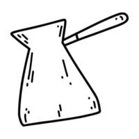 Hand gezeichnet Gekritzel Kaffee cezve Symbol. Vektor Illustration von Topf zum Türkisch Kaffee, Design Element