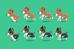 Vektor-Zeichentrickfigur Basenji-Hunde laufen vektor