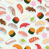 sushi mönster för bakgrund, linda runt sömlösa mönster