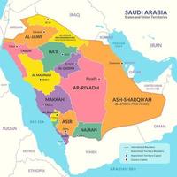 saudi arabien geografisk område Land Karta för utbildning ändamål vektor