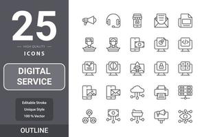 Digital Service Icon Pack für Ihr Website-Design, Logo, App, Benutzeroberfläche vektor