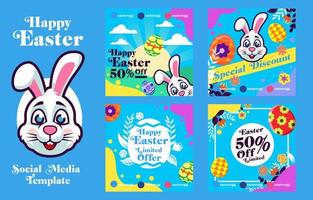 Happy Easter Set von Social Media Werbung vektor