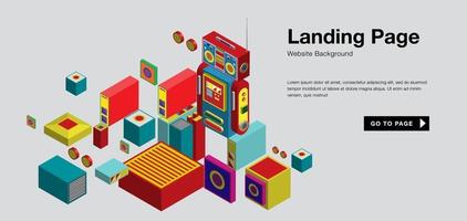 Vektor bunte isometrische und Roboter-Landingpage-Banner