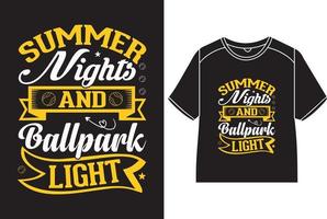 Sommer- Nächte und Baseballstadion Beleuchtung T-Shirt Design vektor