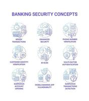 Icons des Bankensicherheitskonzepts eingestellt vektor