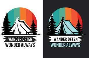 camping t skjorta design bunt t-shirt design för camping älskare vektor