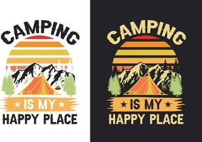 kreativ retro årgång camping t skjorta design fri ladda ner, camping element fri ladda ner vektor