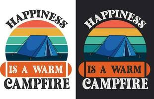 kreativ retro Jahrgang Camping t Hemd Design kostenlos herunterladen, Camping Elemente kostenlos herunterladen vektor