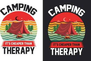 kreativ retro Jahrgang Camping t Hemd Design kostenlos herunterladen, Camping Elemente kostenlos herunterladen vektor