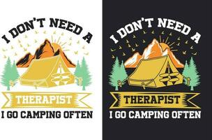 kreativ retro årgång camping t skjorta design fri ladda ner, camping element fri ladda ner vektor