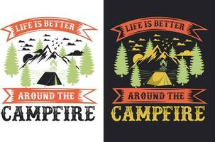 camping t skjorta design bunt t-shirt design för camping älskare vektor