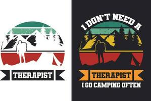 kreativ retro Jahrgang Camping t Hemd Design kostenlos herunterladen, Camping Elemente kostenlos herunterladen vektor