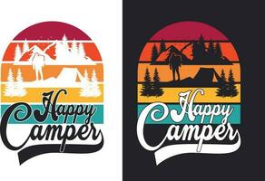 kreativ retro Jahrgang Camping t Hemd Design kostenlos herunterladen, Camping Elemente kostenlos herunterladen vektor