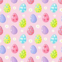 nahtlos Muster mit Ostern Eier und Gänseblümchen auf Rosa Hintergrund. süß Pastell- Digital Papier. vektor