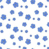 nahtlos Vektor Blume Muster. Weiß Hintergrund. Frühling hell Farben. Blau. perfekt Design zum Textil- und Verpackung Papier. Flachs Blumen.