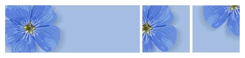 uppsättning av vår bakgrunder med blommor. blå blommor. förgätmigej. mall för hälsning kort, reklam och rabatter. sommar design. vektor