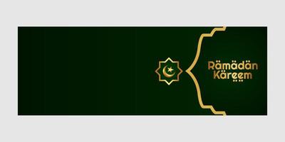 Ramadan kareem Banner Design lanscape modern einfach Grün golden vektor