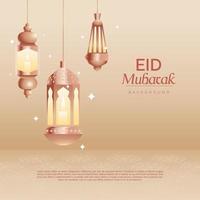 eid Mubarak Lampe mit verschiedene Objekt Gruß Design Vorlage Hintergrund Vektor Illustration