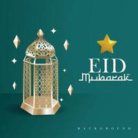 eid Mubarak golden Laterne Vektor Illustration Hintergrund Grün Farbe