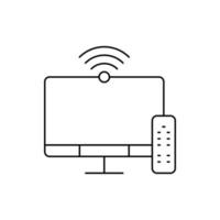 Fernsehen , Fernbedienung, W-lan, Monitor, Clever Fernsehen Symbol vektor