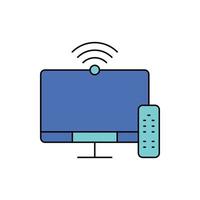 Fernsehen , Fernbedienung, W-lan, Monitor, Clever Fernsehen Symbol vektor