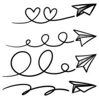 Gekritzel skizzieren Stil von Papier Flugzeug Symbol Vektor Illustration zum Konzept Design.