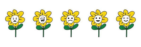 einstellen von hoch Qualität Sonnenblume Karikatur Emoticons. vektor