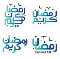 lutning grön och blå arabicum kalligrafi vektor design för fira de helig månad av ramadan.