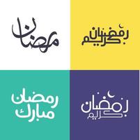minimalistisk ramadan kareem kalligrafi packa i modern arabicum manus för muslim festligheter. vektor