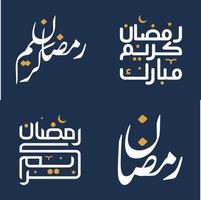Vektor Illustration von Weiß Kalligraphie und Orange Design Elemente zum Muslim Schöne Grüße während Ramadan karem.