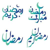 fira ramadan kareem med elegant grön och blå lutning kalligrafi vektor design.