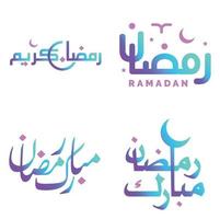 fira de helig månad av ramadan med lutning arabicum kalligrafi. vektor