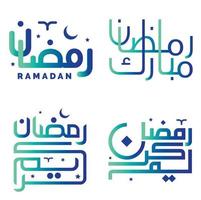 Gradient Grün und Blau Arabisch Kalligraphie Vektor Design zum feiern Ramadan karem.